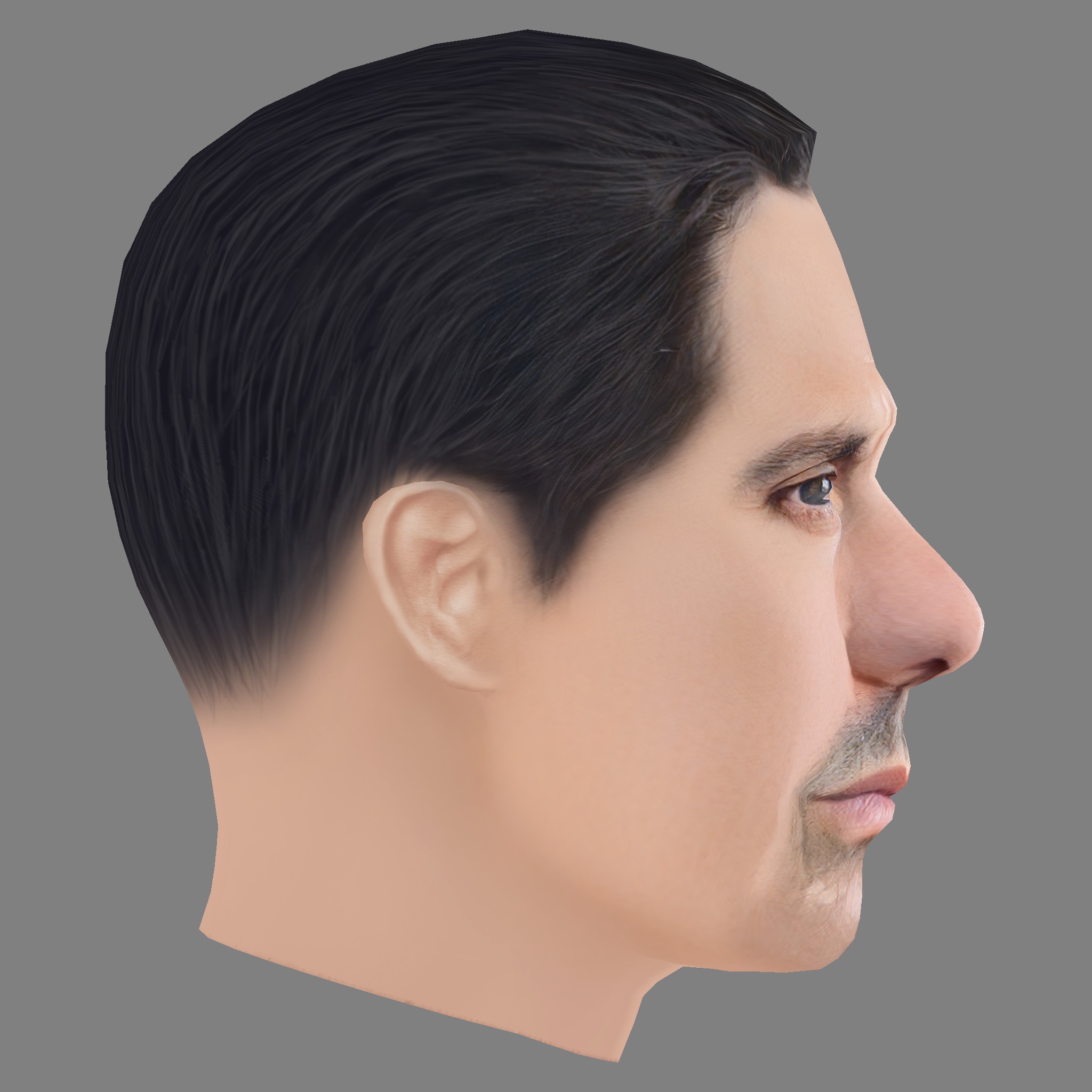 Olivier Raynal Head - Low poly head for game Low-poly 3D model_5