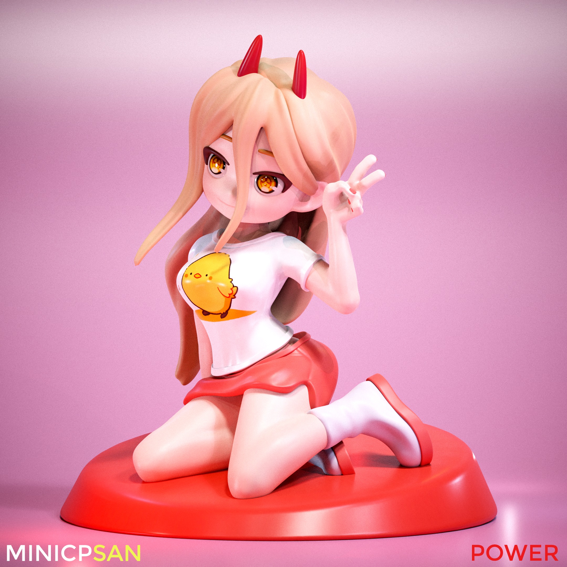 Mini Power Casual Outfit 02 - Chainsaw Man Anime Figure 3D print model_1