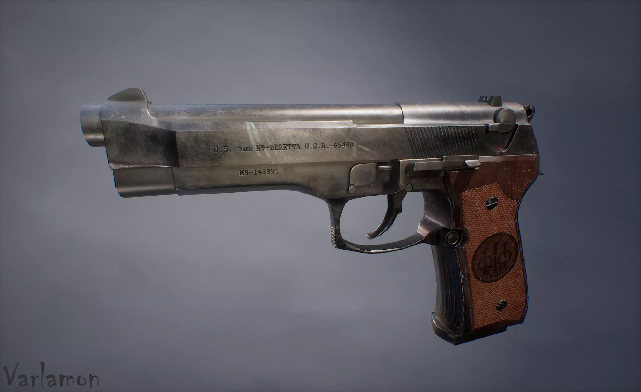 M9 Beretta Low-poly 3D model_0