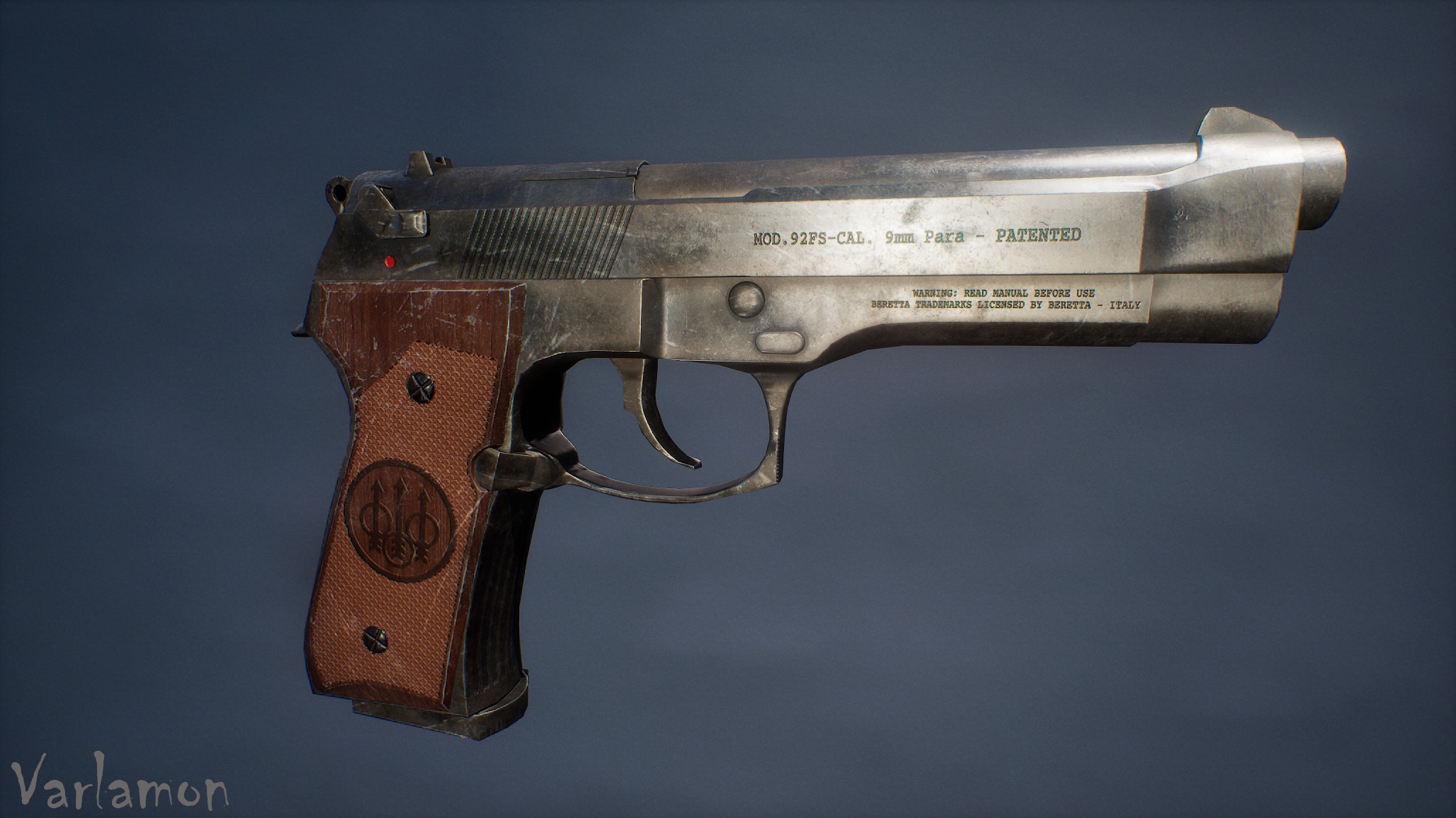 M9 Beretta Low-poly 3D model_1