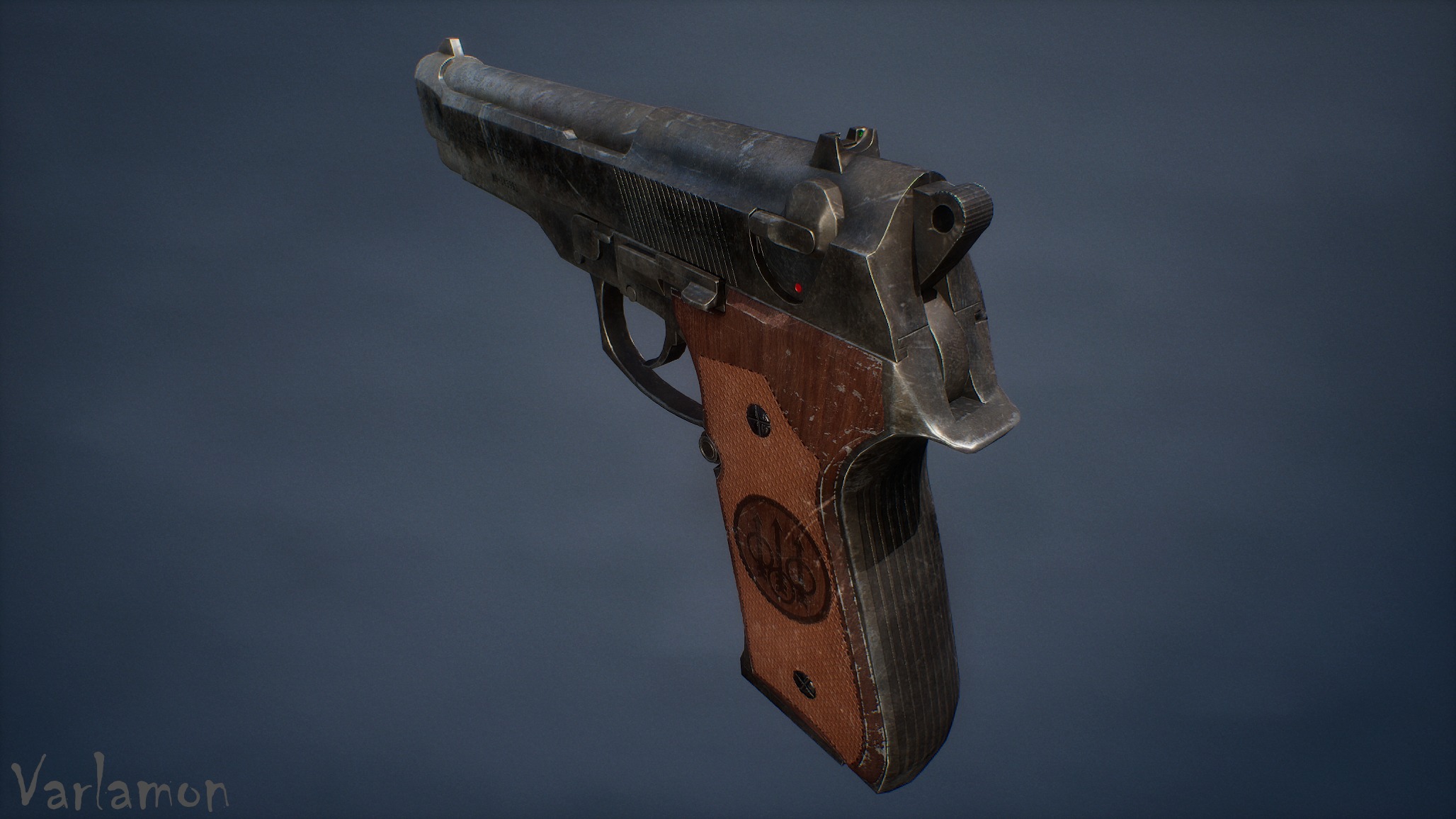 M9 Beretta Low-poly 3D model_2