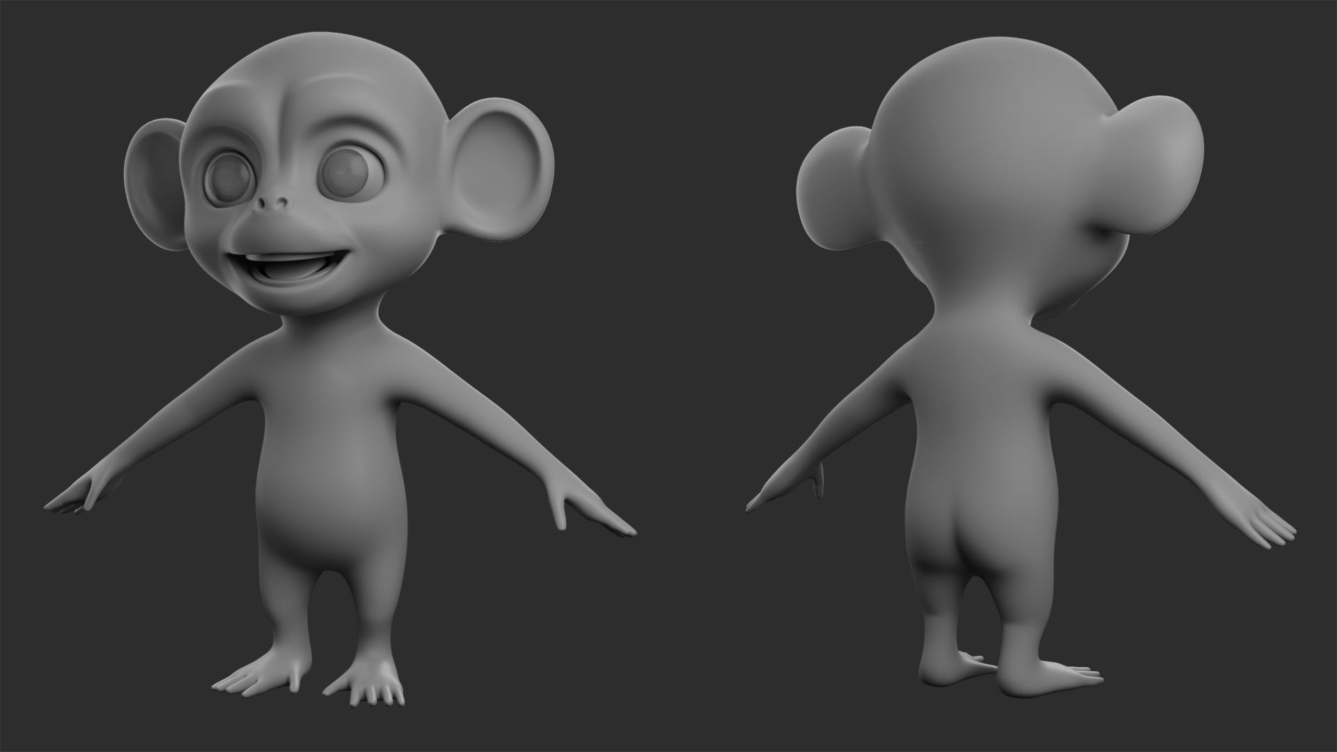 Chimpanzee  Cartoon Low-poly 3D model_5