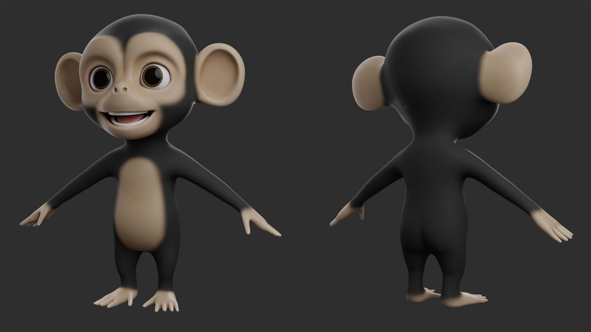 Chimpanzee  Cartoon Low-poly 3D model_4