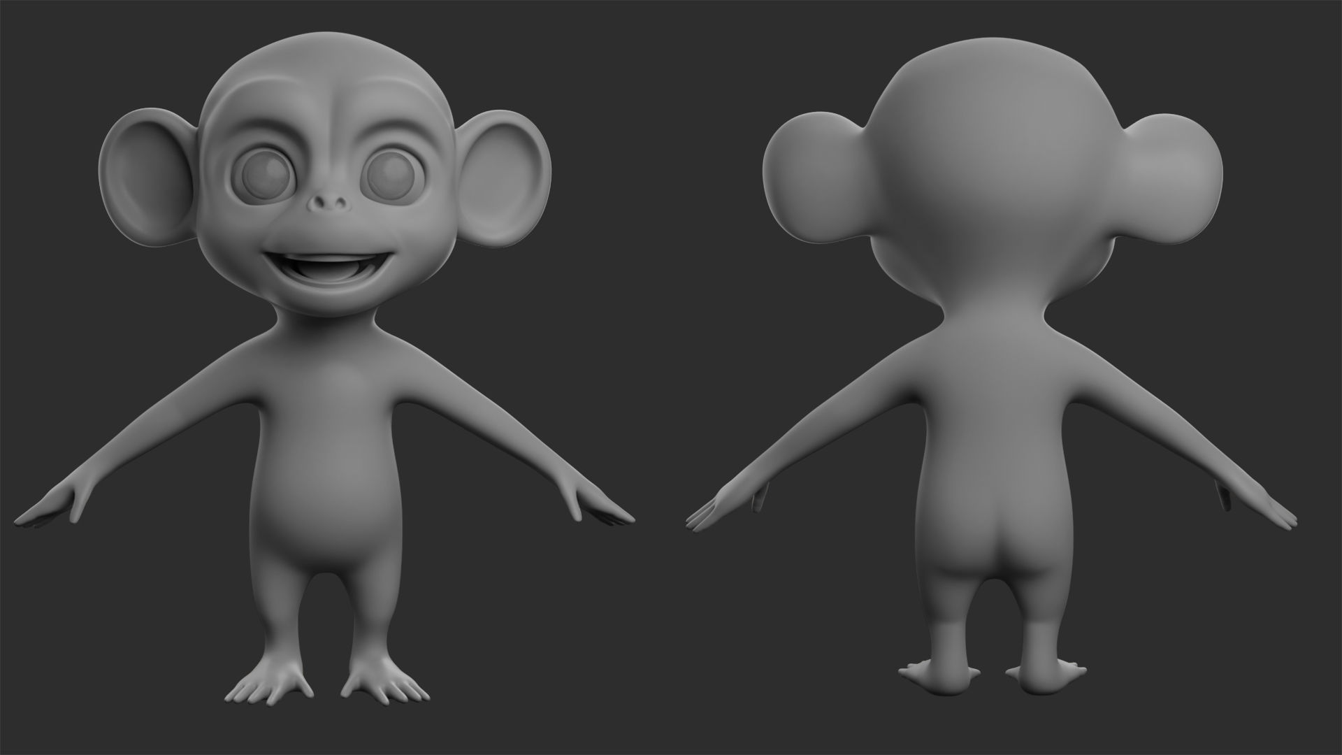 Chimpanzee  Cartoon Low-poly 3D model_2