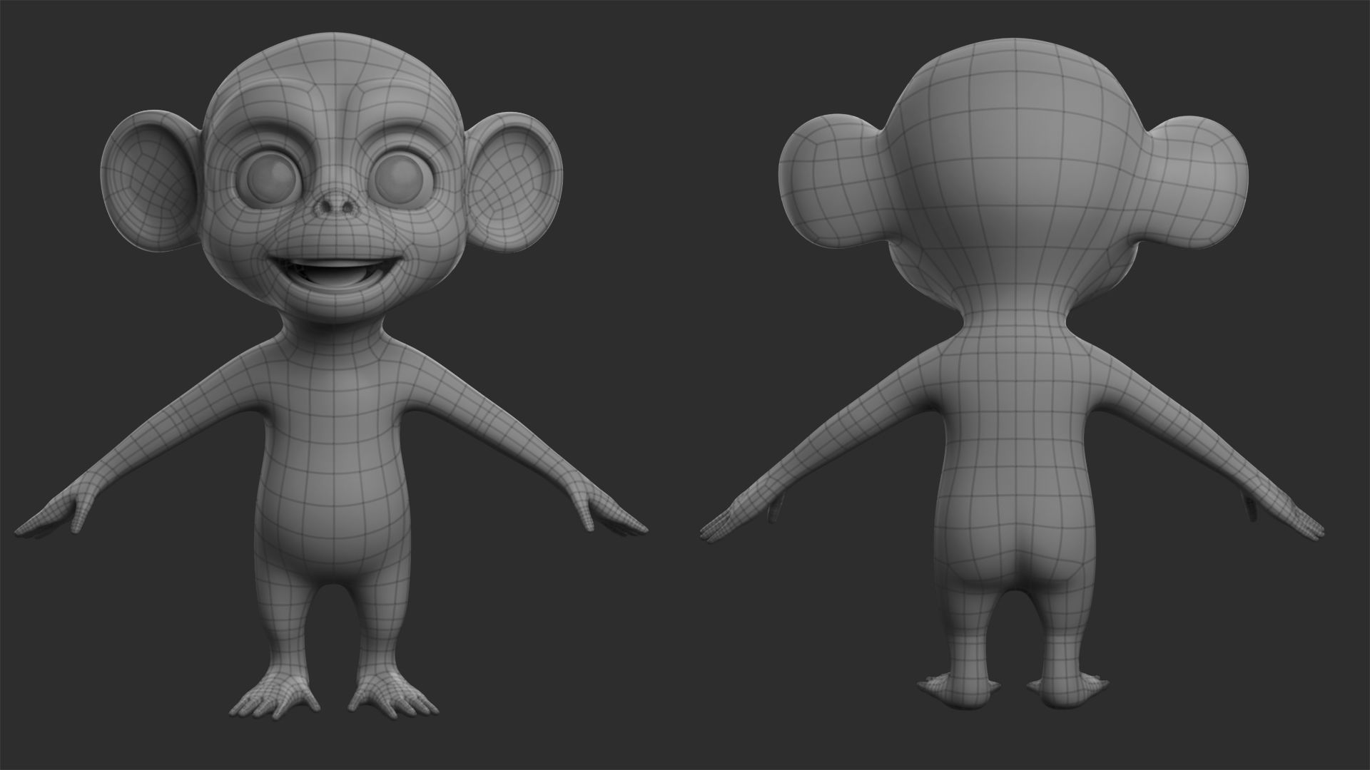 Chimpanzee  Cartoon Low-poly 3D model_3