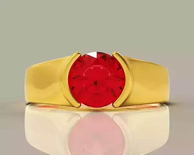 half bezel set round cut solitaire ring