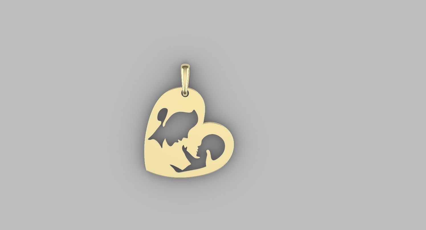 mother with child pendant 3D print model_6