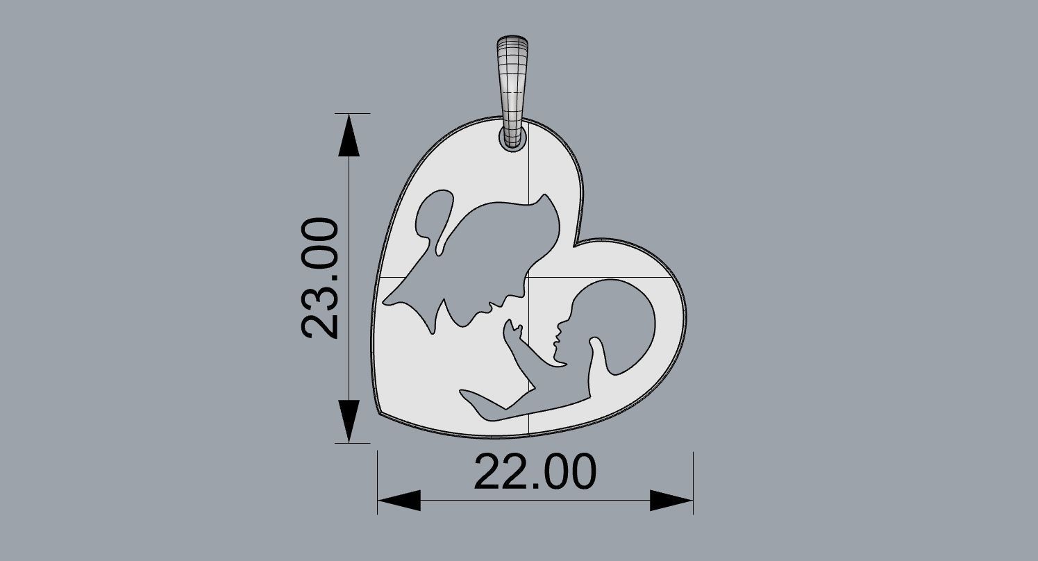 mother with child pendant 3D print model_3