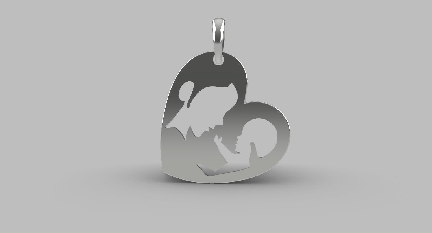 mother with child pendant 3D print model_4