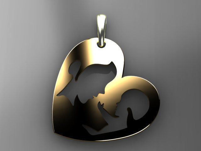 mother with child pendant 3D print model_7