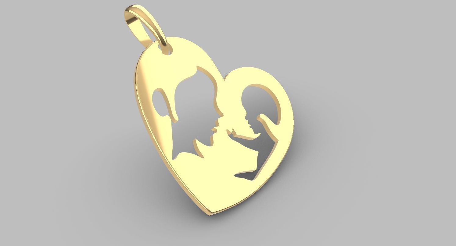 mother with child pendant 3D print model_1