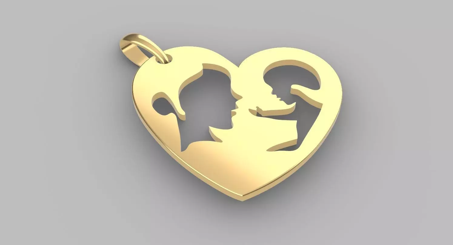 mother with child pendant 3D print model_0