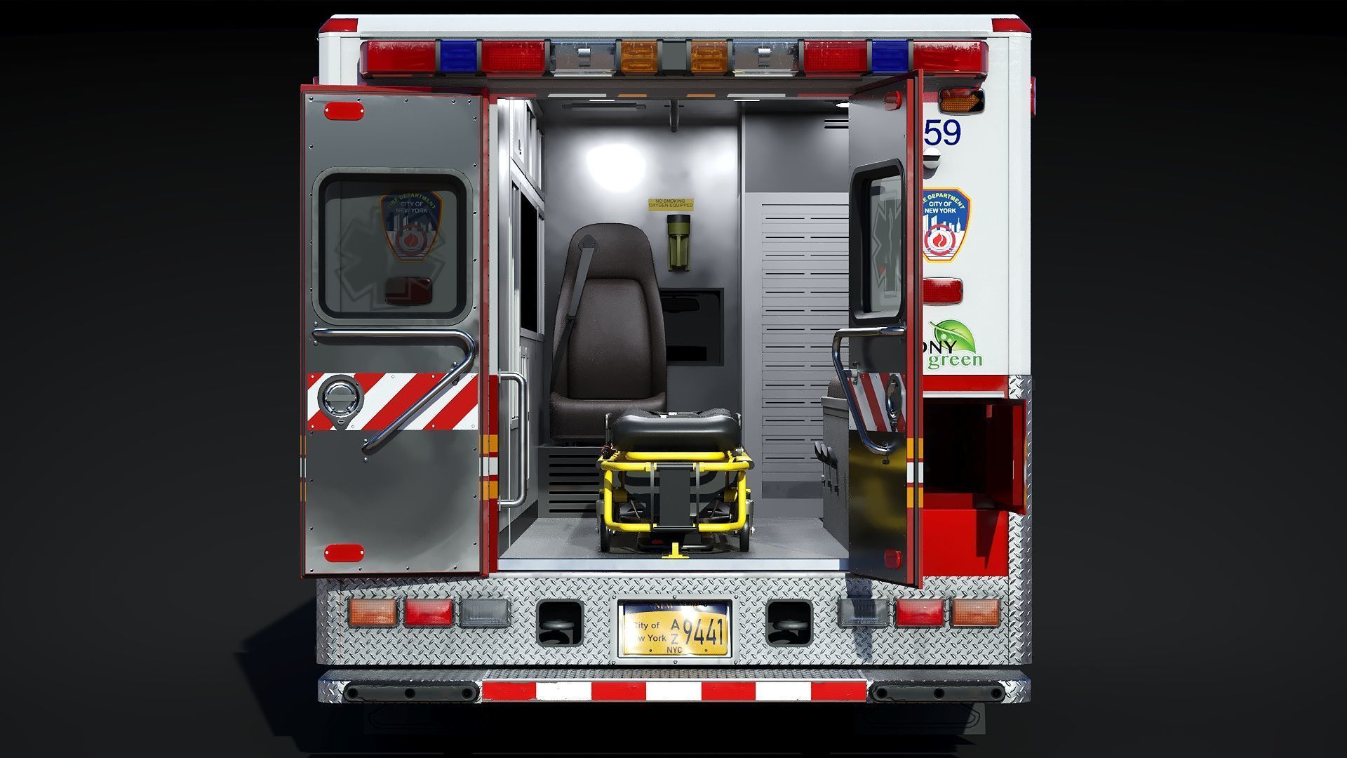 Ambulance EMS FDNY Low-poly 3D model_8