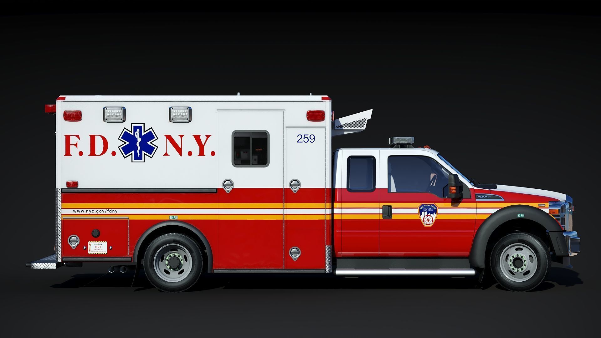 Ambulance EMS FDNY Low-poly 3D model_12