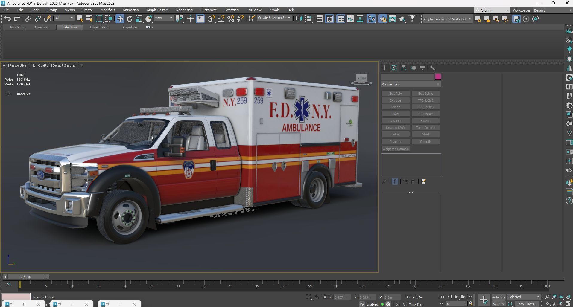 Ambulance EMS FDNY Low-poly 3D model_49