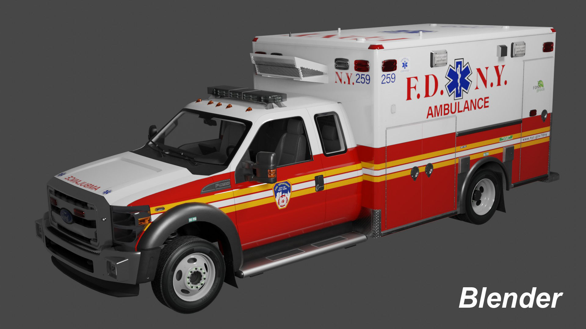 Ambulance EMS FDNY Low-poly 3D model_47