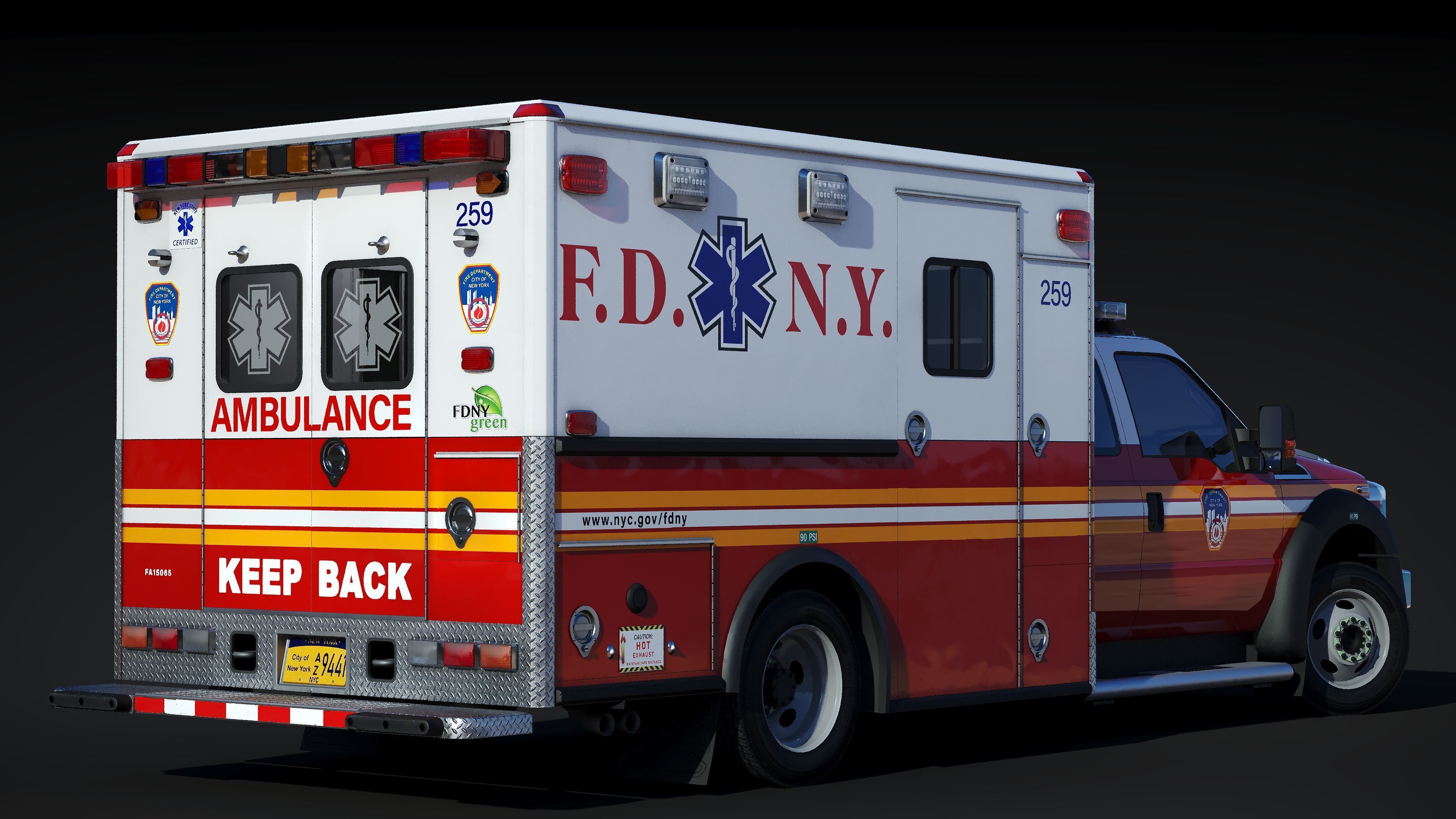 Ambulance EMS FDNY Low-poly 3D model_11