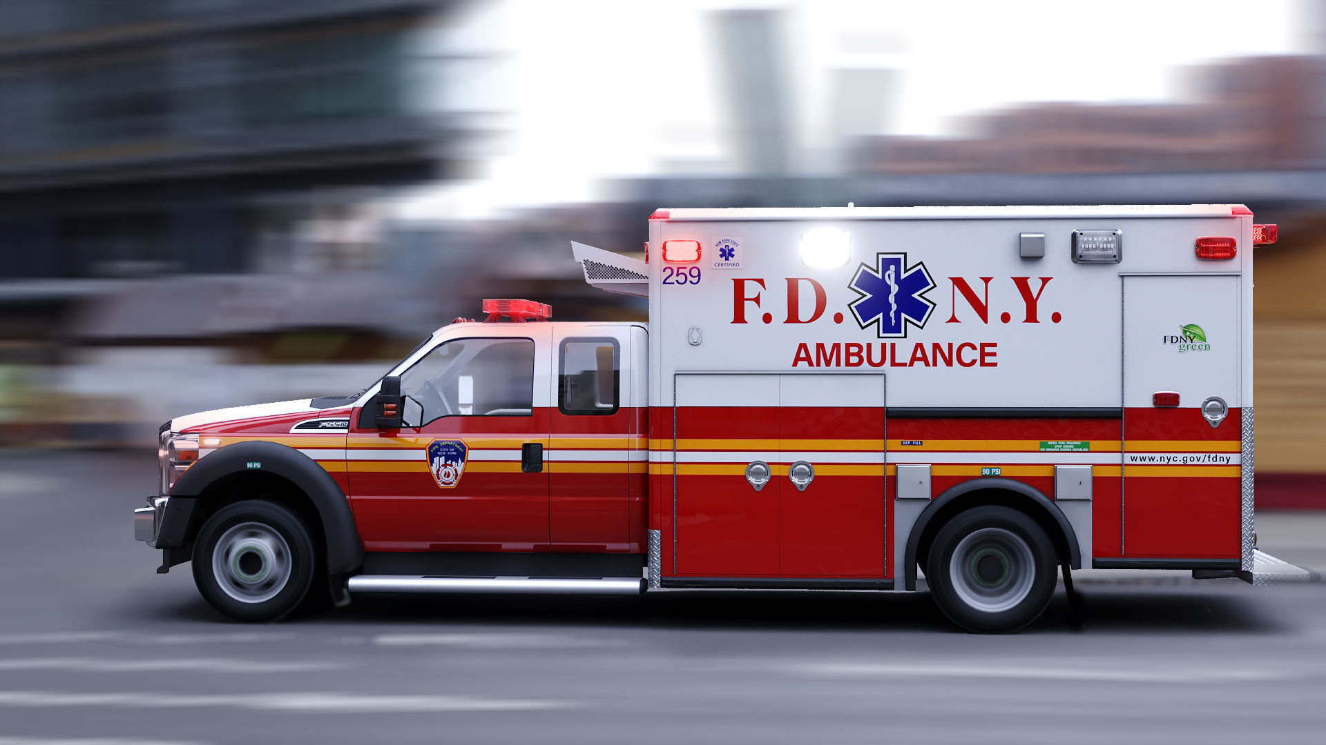 Ambulance EMS FDNY Low-poly 3D model_31