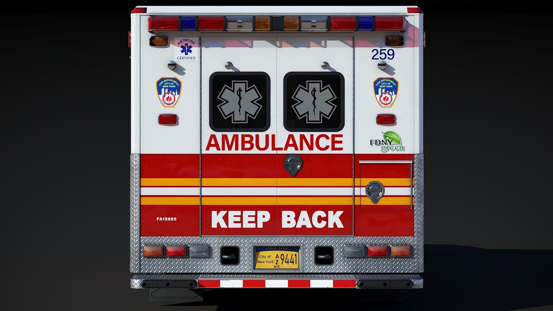 Ambulance EMS FDNY Low-poly 3D model_7