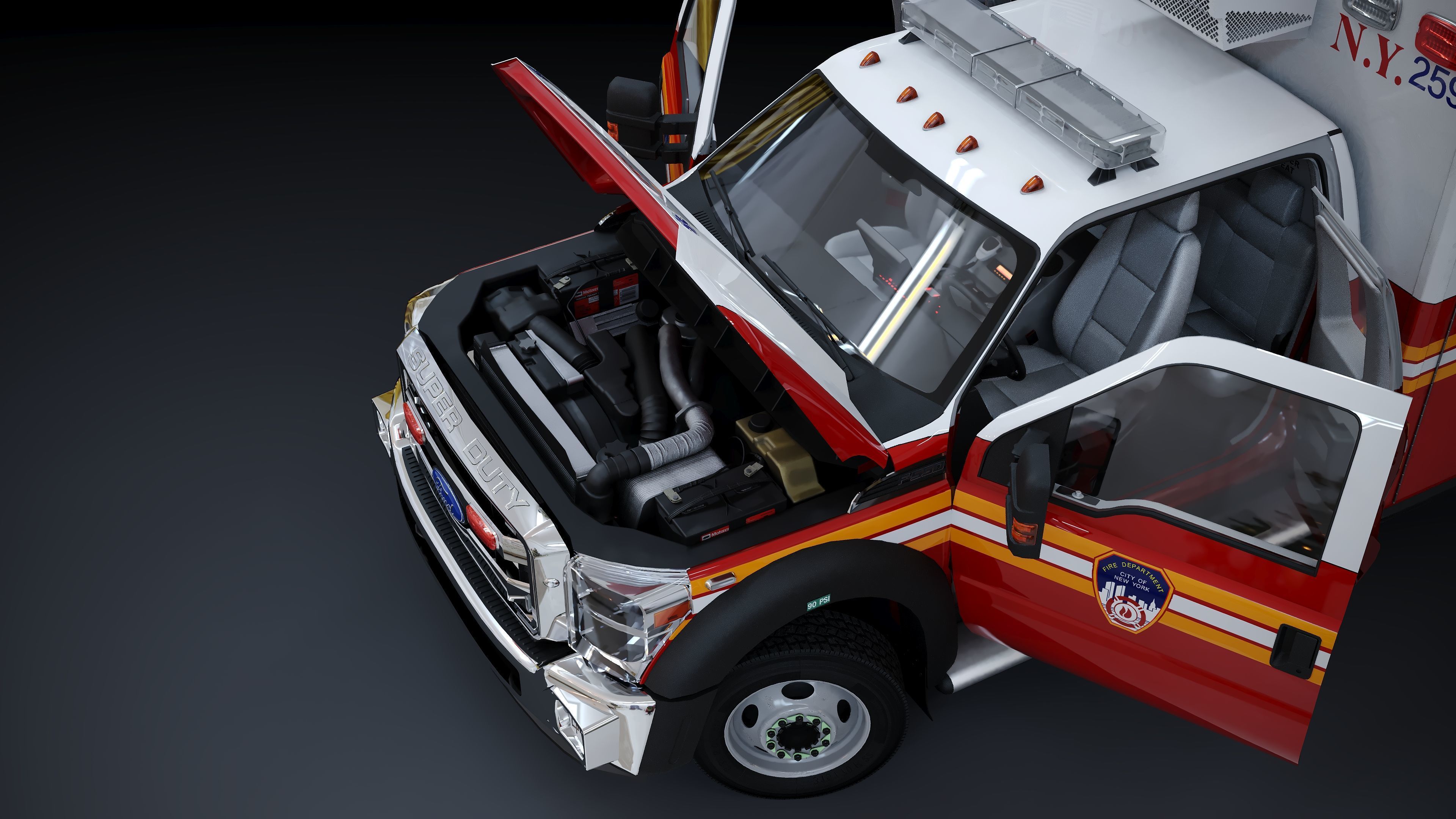 Ambulance EMS FDNY Low-poly 3D model_25