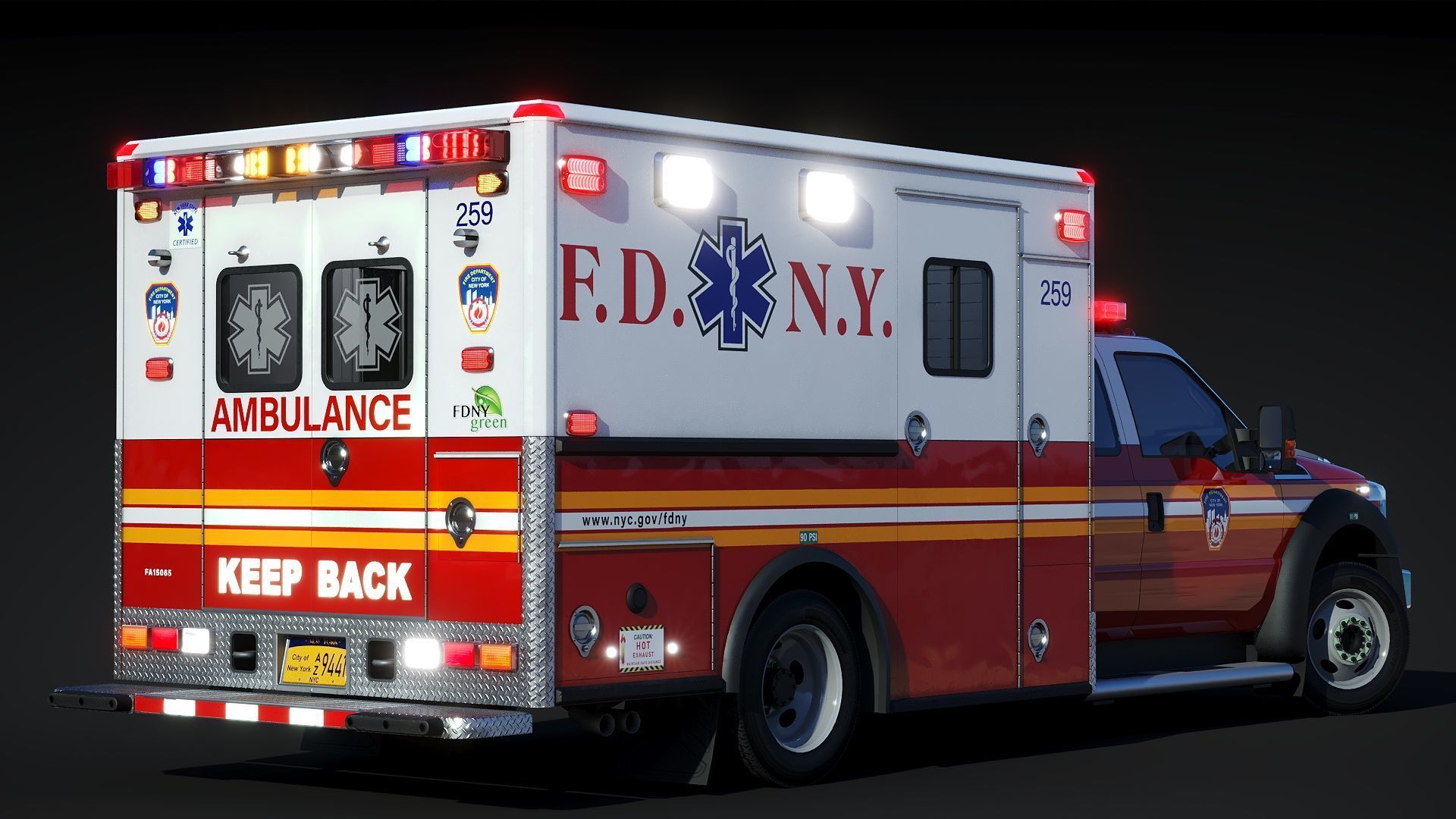 Ambulance EMS FDNY Low-poly 3D model_9
