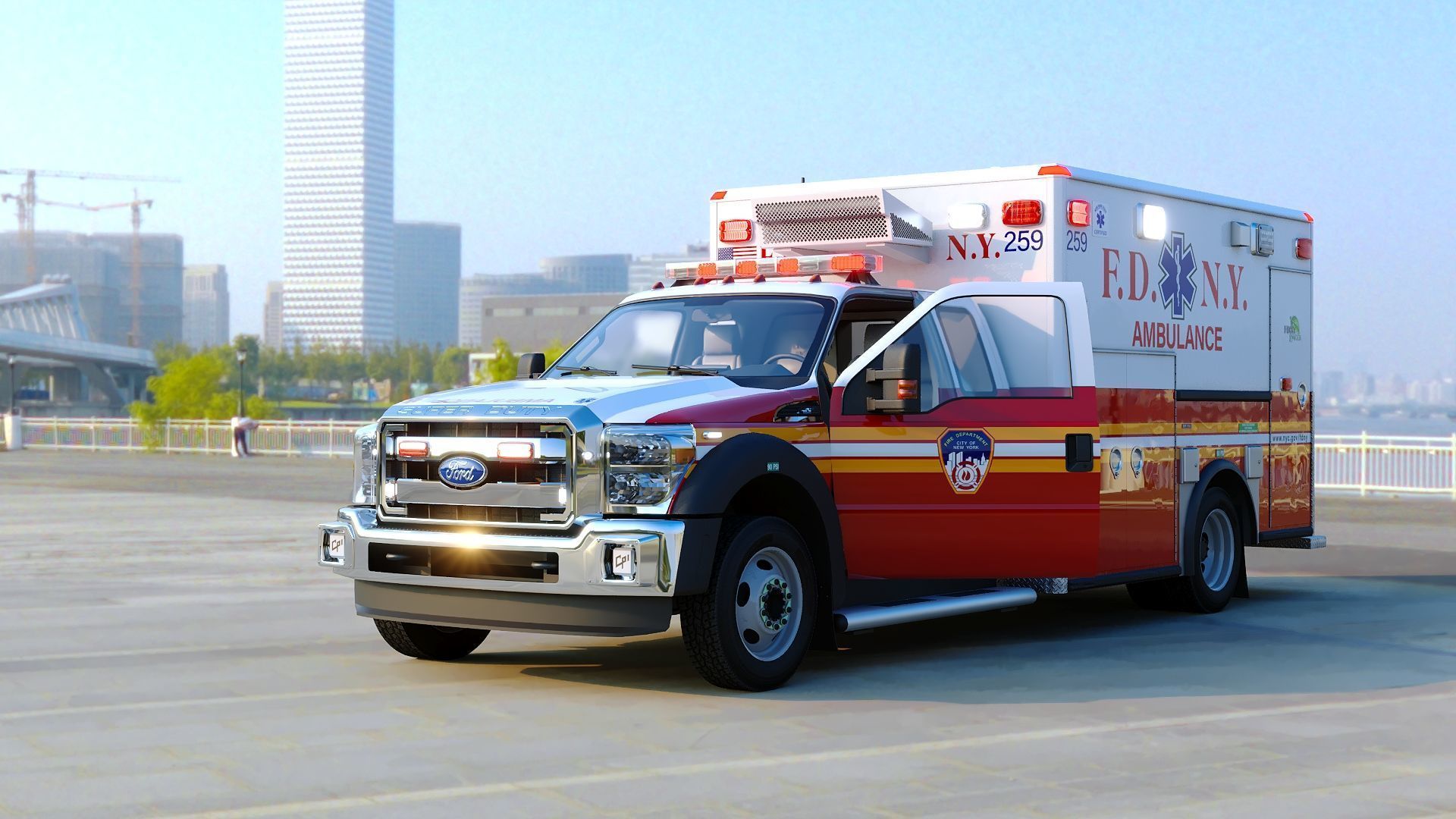 Ambulance EMS FDNY Low-poly 3D model_34