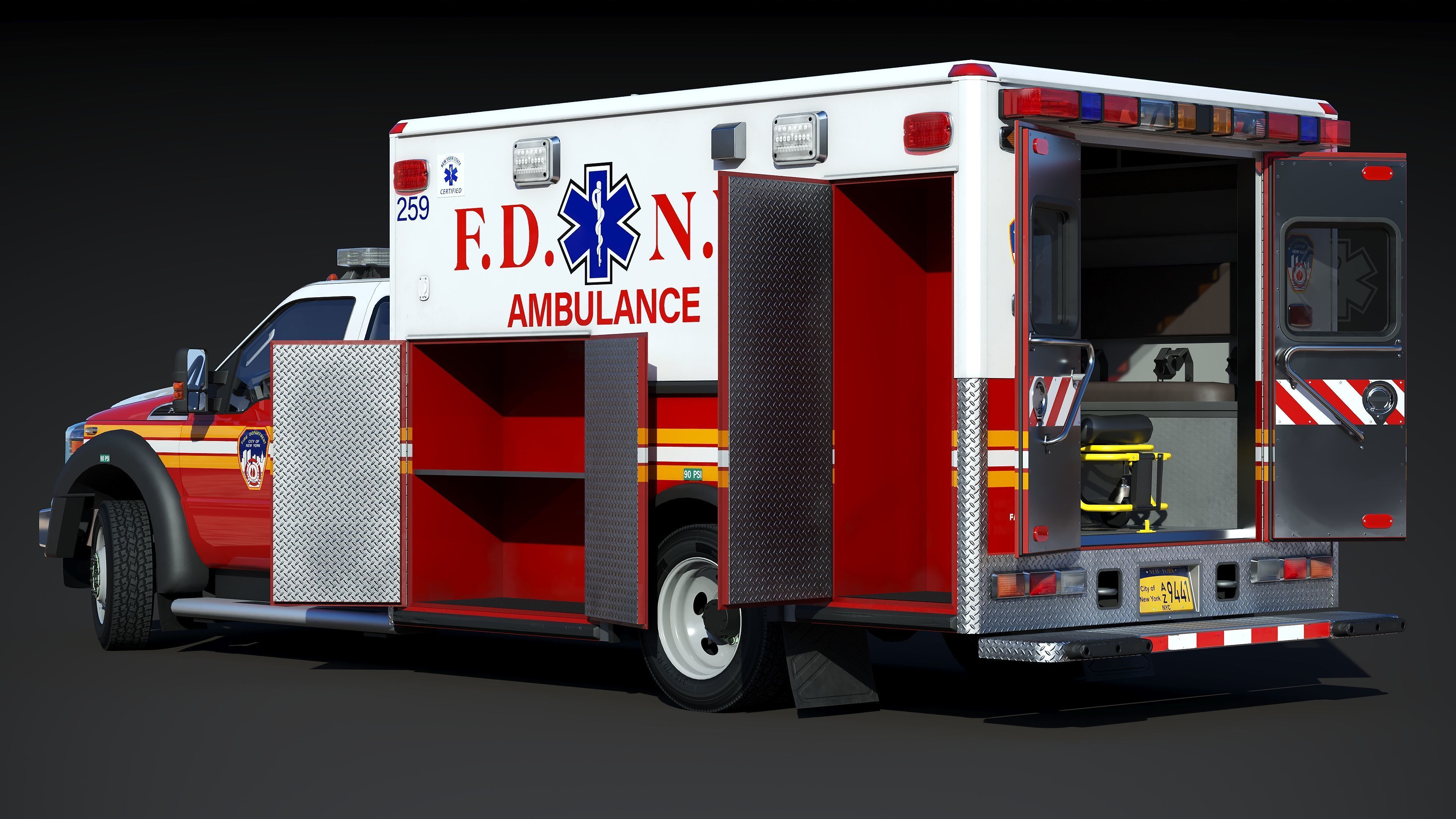 Ambulance EMS FDNY Low-poly 3D model_6
