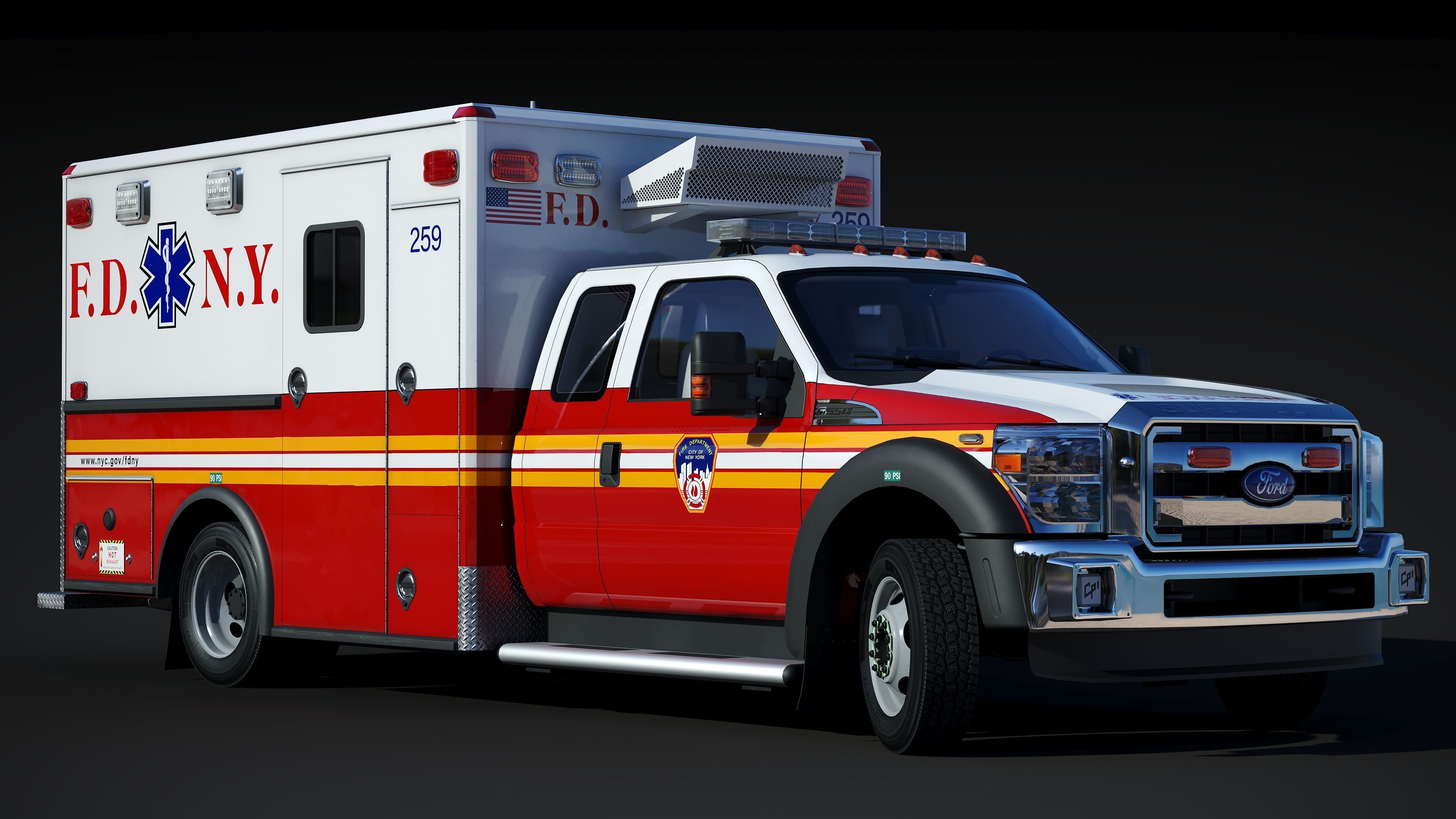 Ambulance EMS FDNY Low-poly 3D model_13