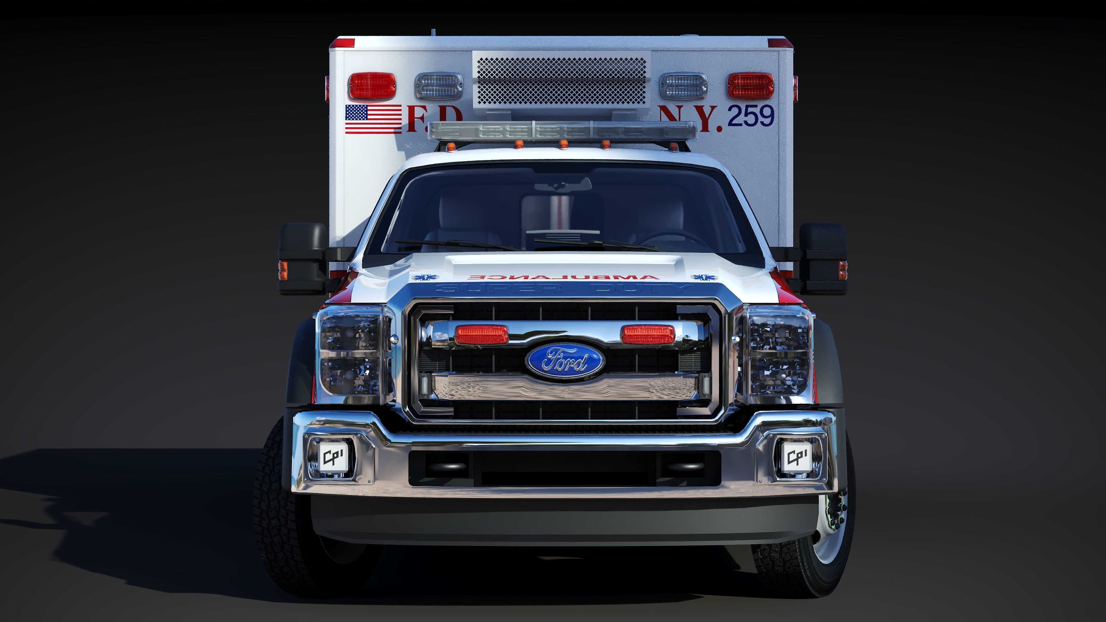 Ambulance EMS FDNY Low-poly 3D model_14