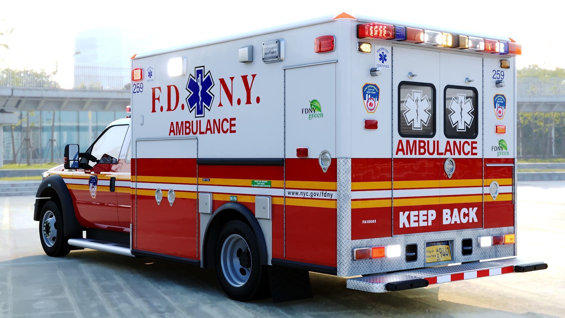 Ambulance EMS FDNY Low-poly 3D model_33