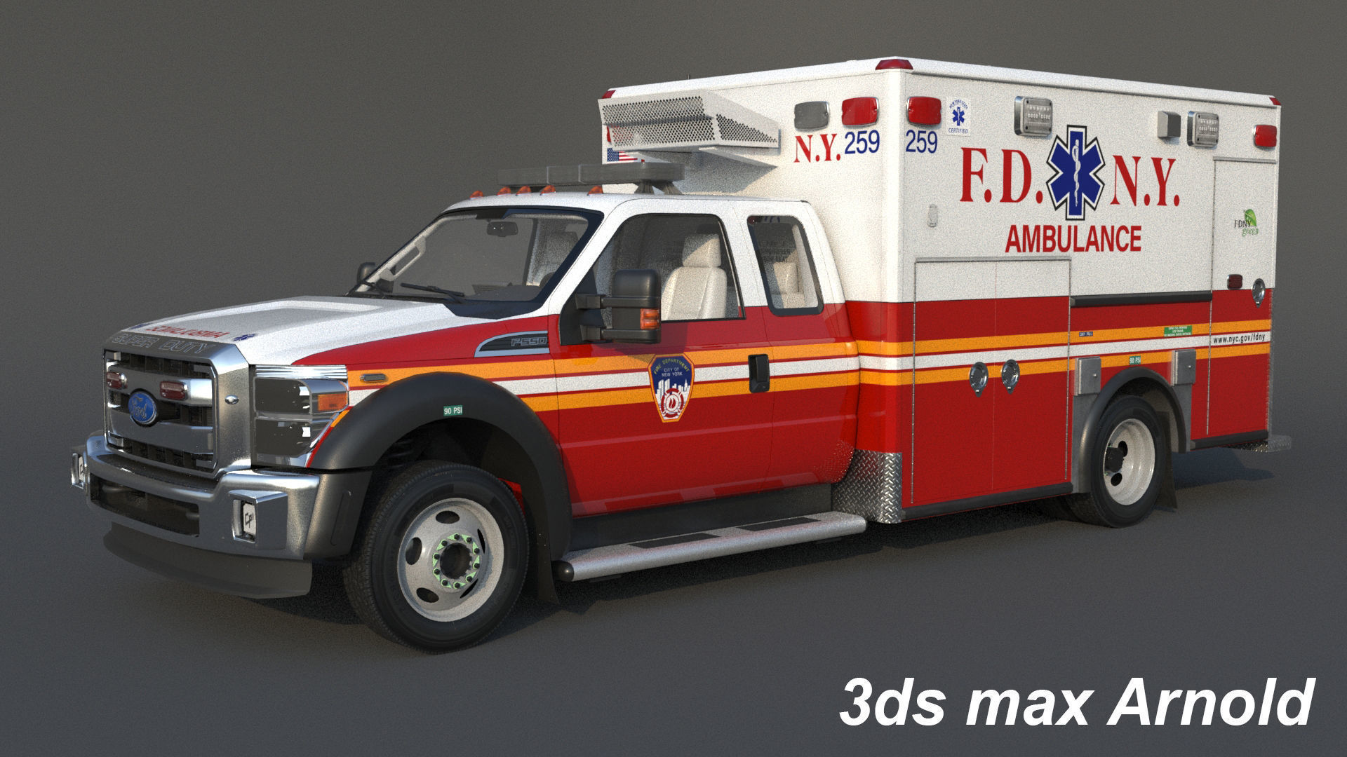 Ambulance EMS FDNY Low-poly 3D model_48