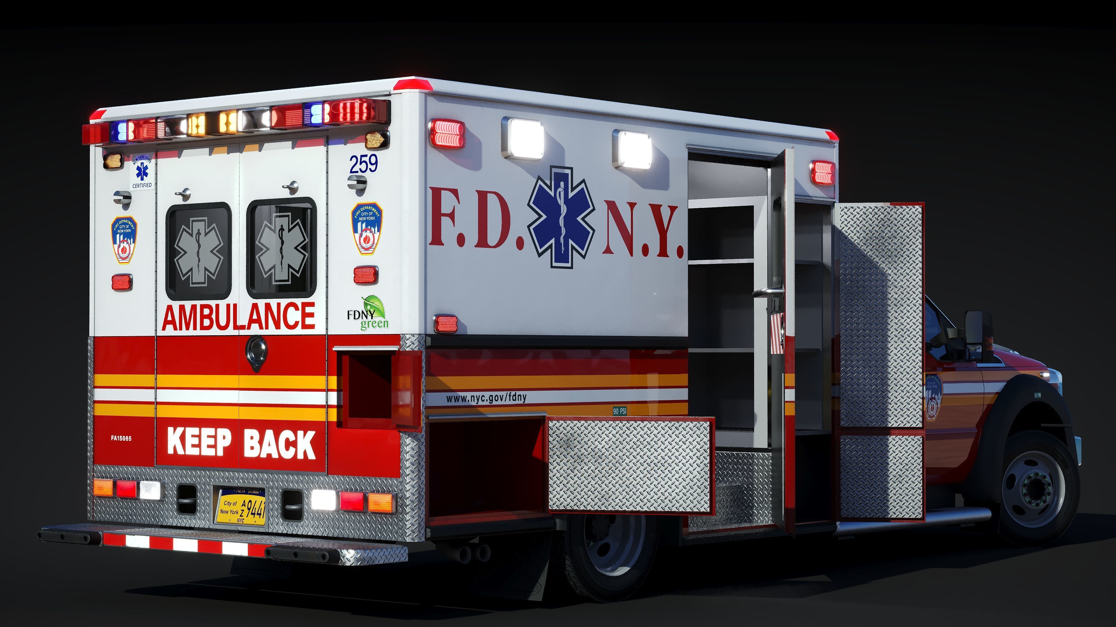 Ambulance EMS FDNY Low-poly 3D model_10
