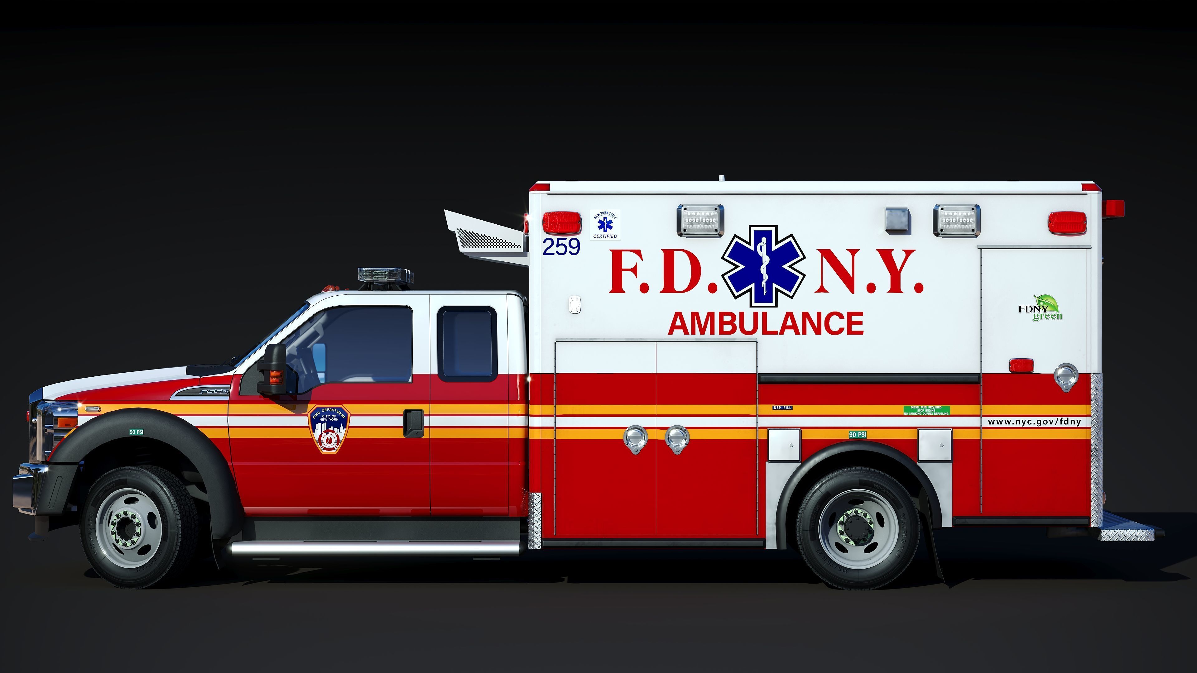 Ambulance EMS FDNY Low-poly 3D model_4