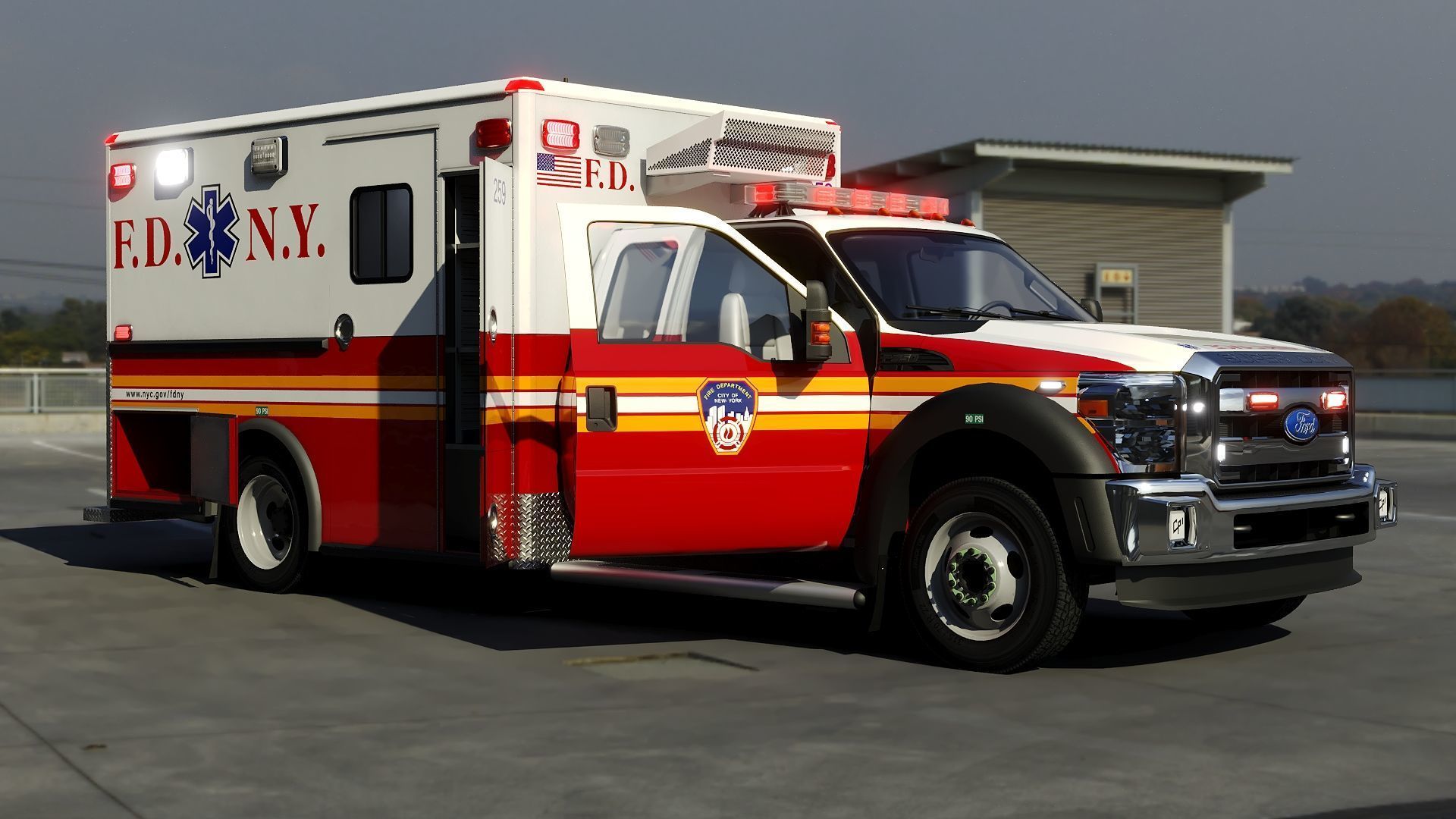 Ambulance EMS FDNY Low-poly 3D model_32