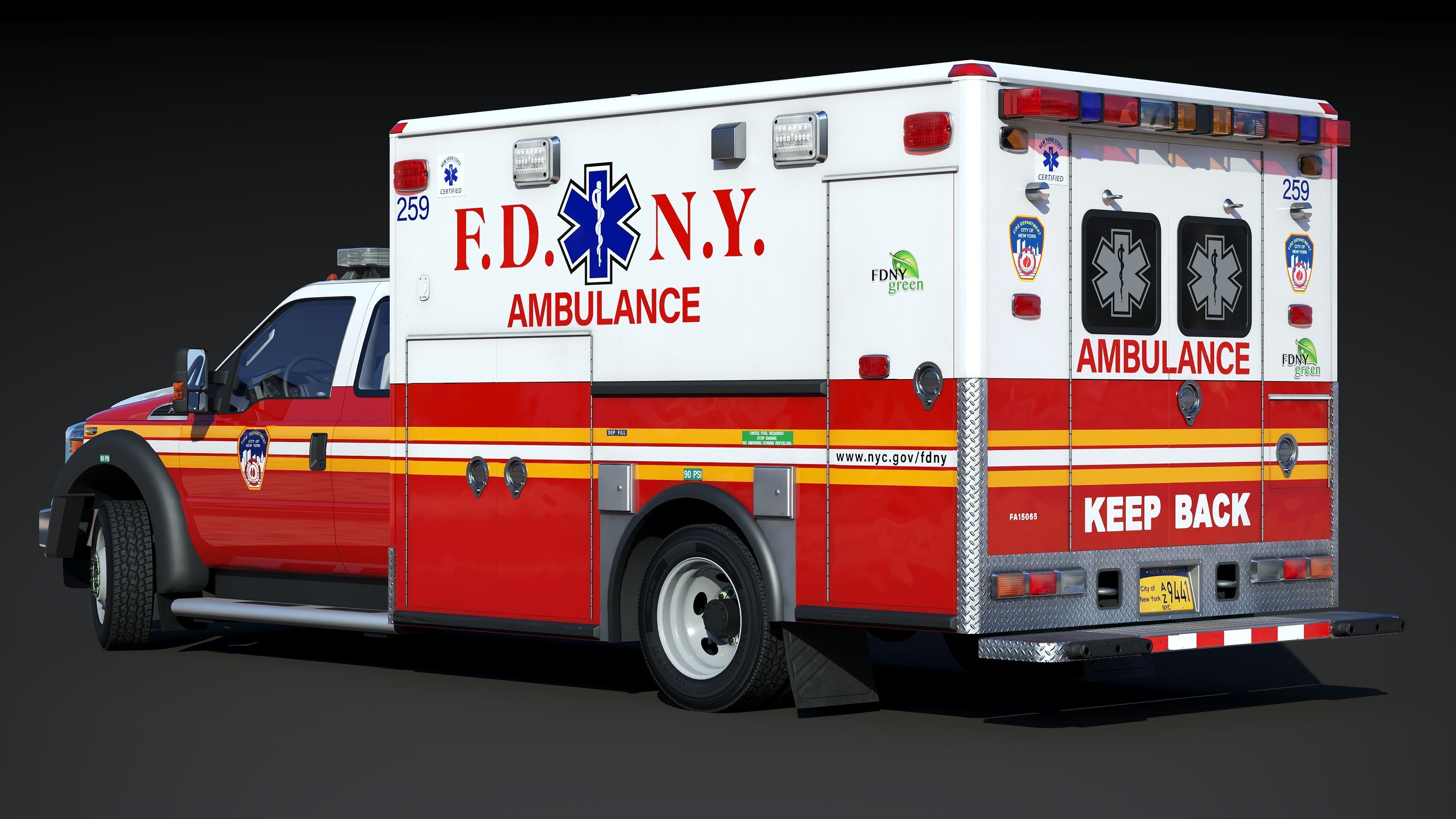 Ambulance EMS FDNY Low-poly 3D model_5
