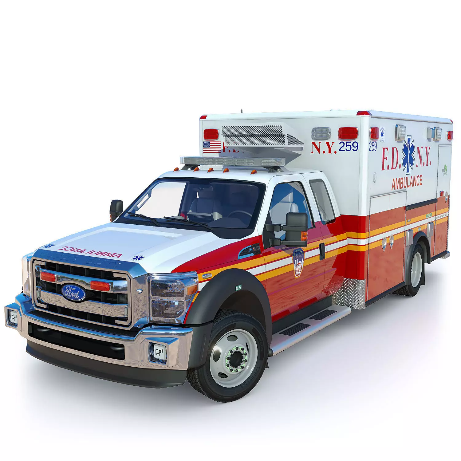 Ambulance EMS FDNY Low-poly 3D model_0