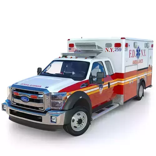 Ambulance EMS FDNY  Low-poly 3D model