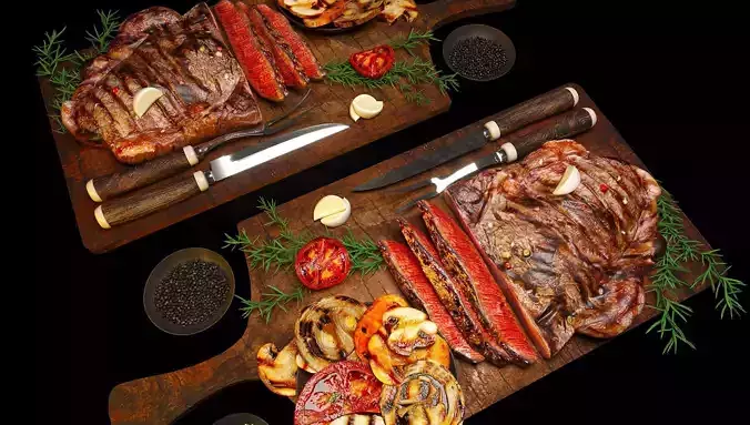  Baked meat with grilled vegetables 