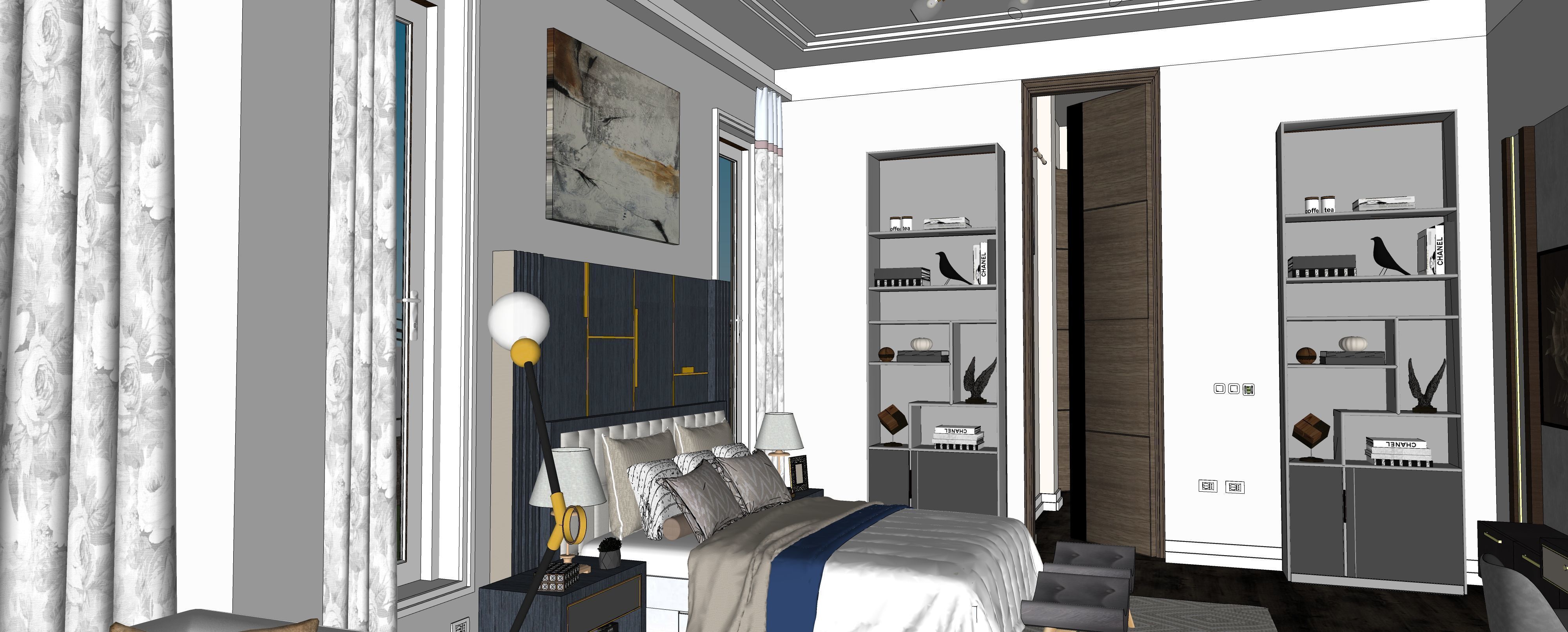 Two story double car garage 3D model_25