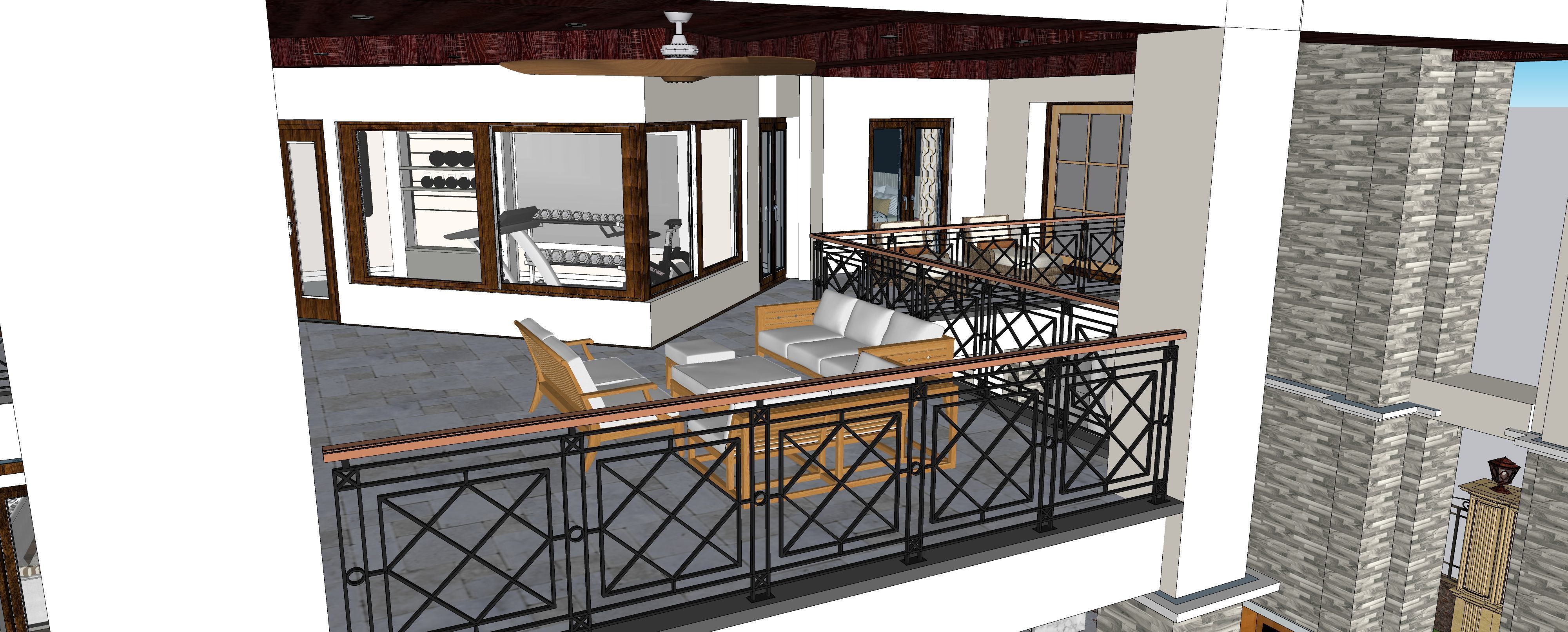 Two story double car garage 3D model_73