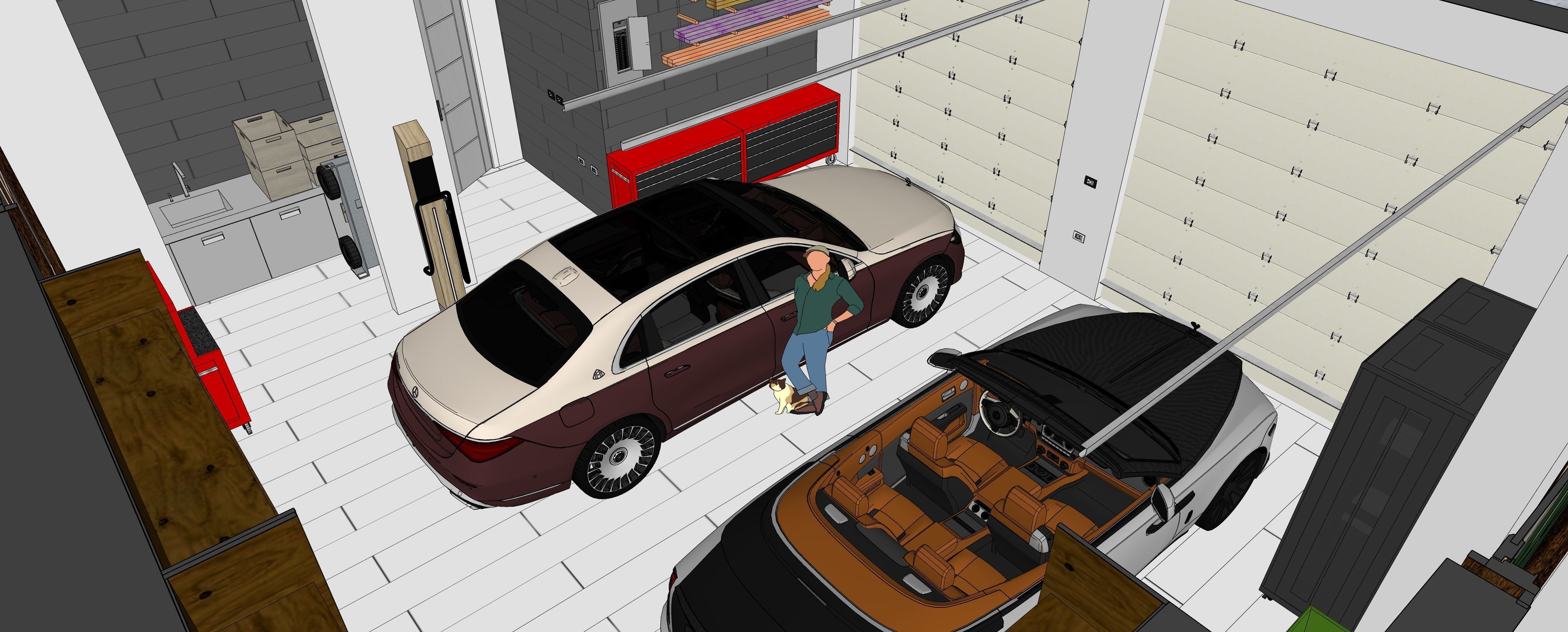Two story double car garage 3D model_11