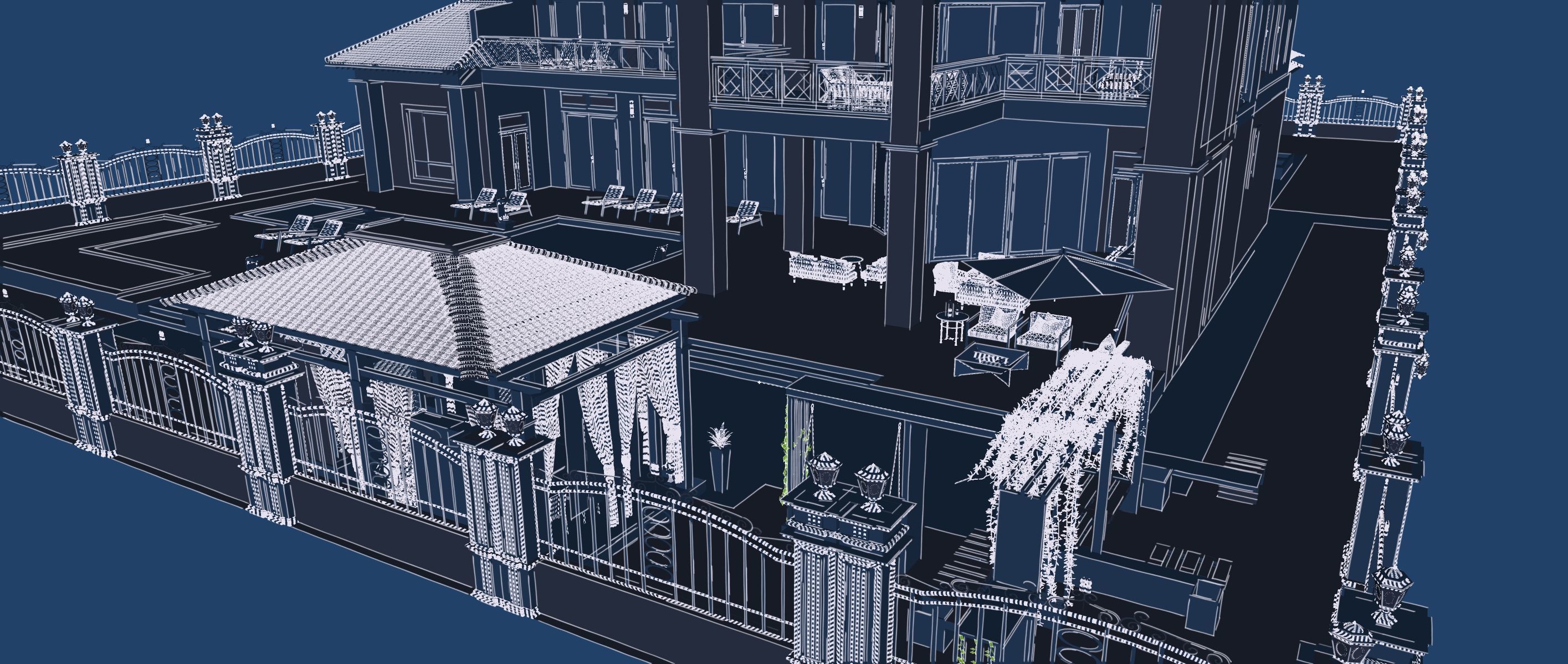 Two story double car garage 3D model_80