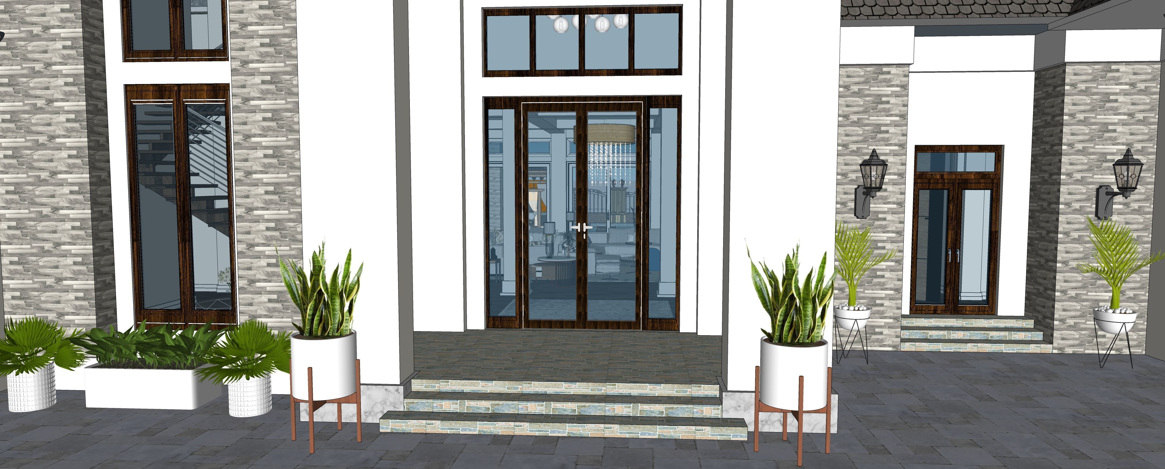 Two story double car garage 3D model_7