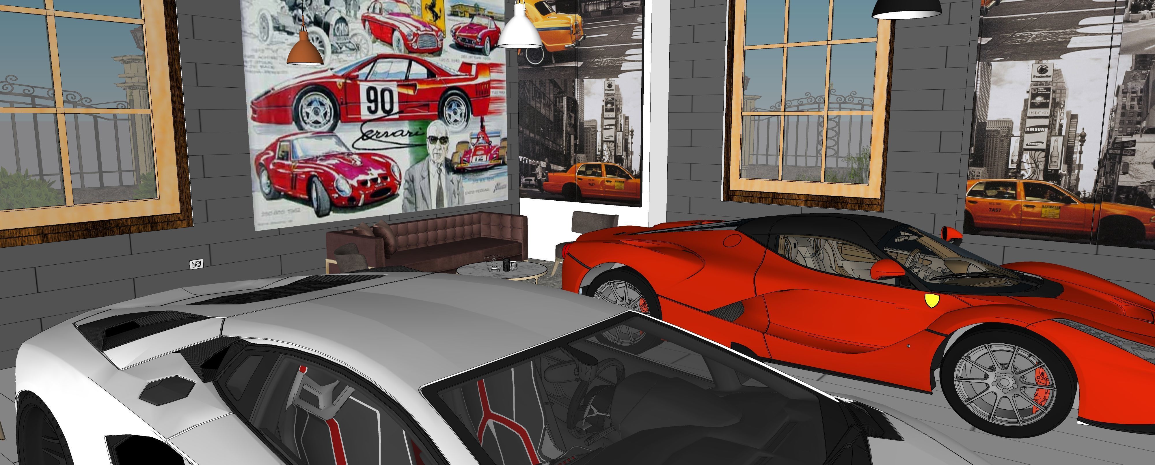Two story double car garage 3D model_19