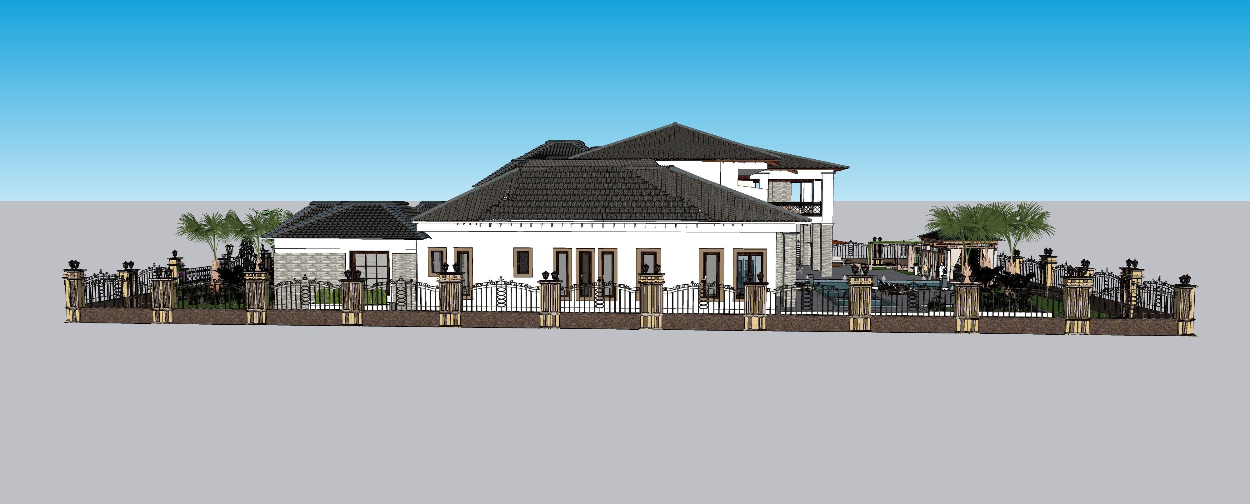 Two story double car garage 3D model_2