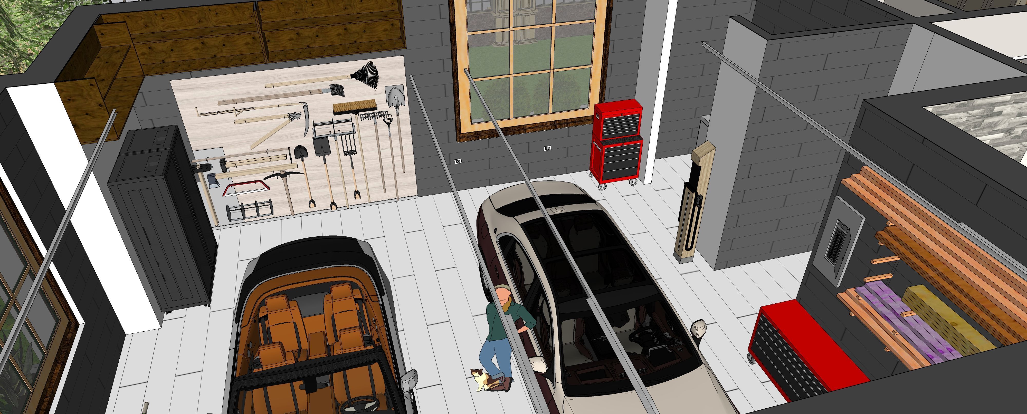 Two story double car garage 3D model_12