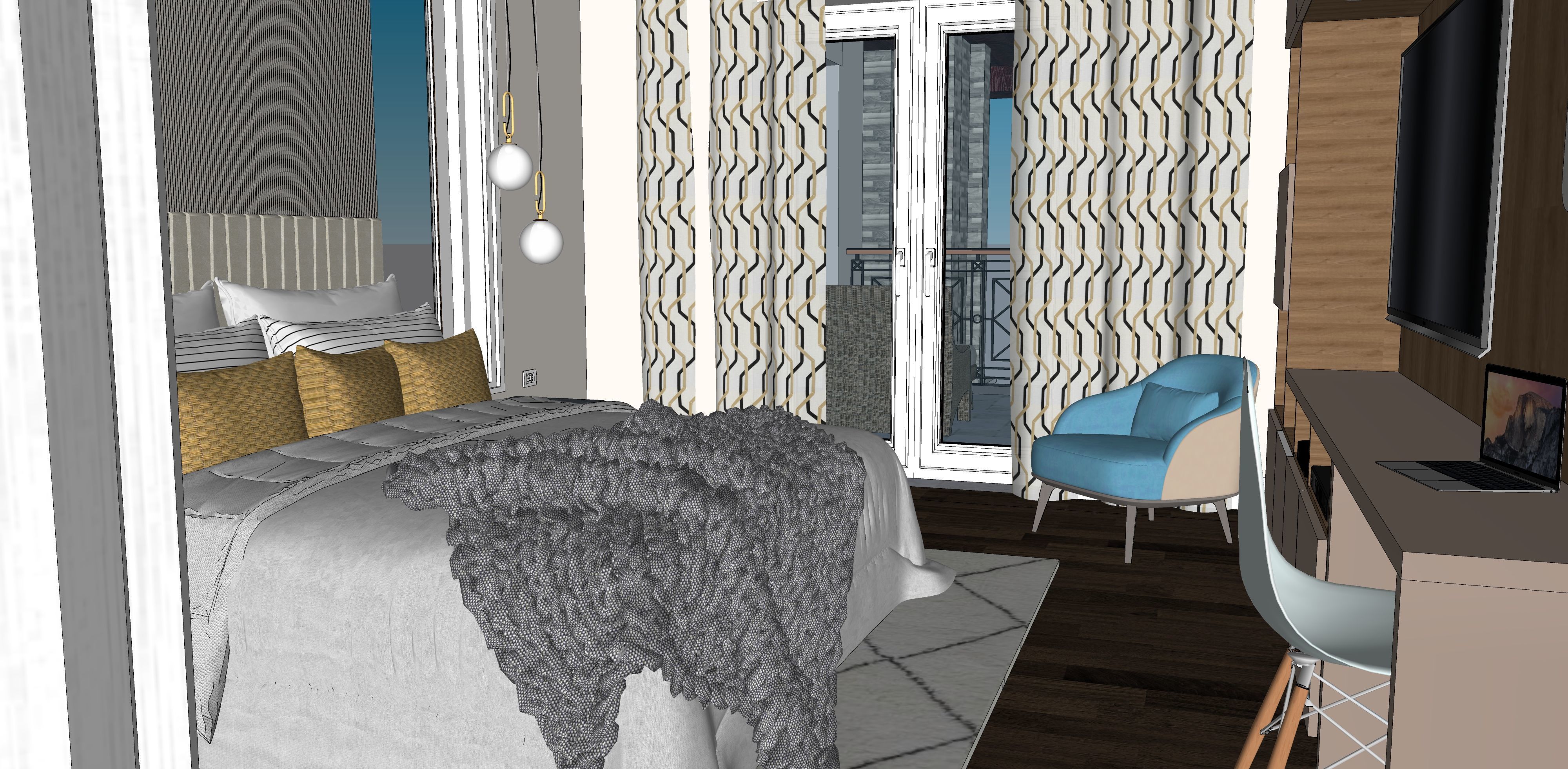 Two story double car garage 3D model_67