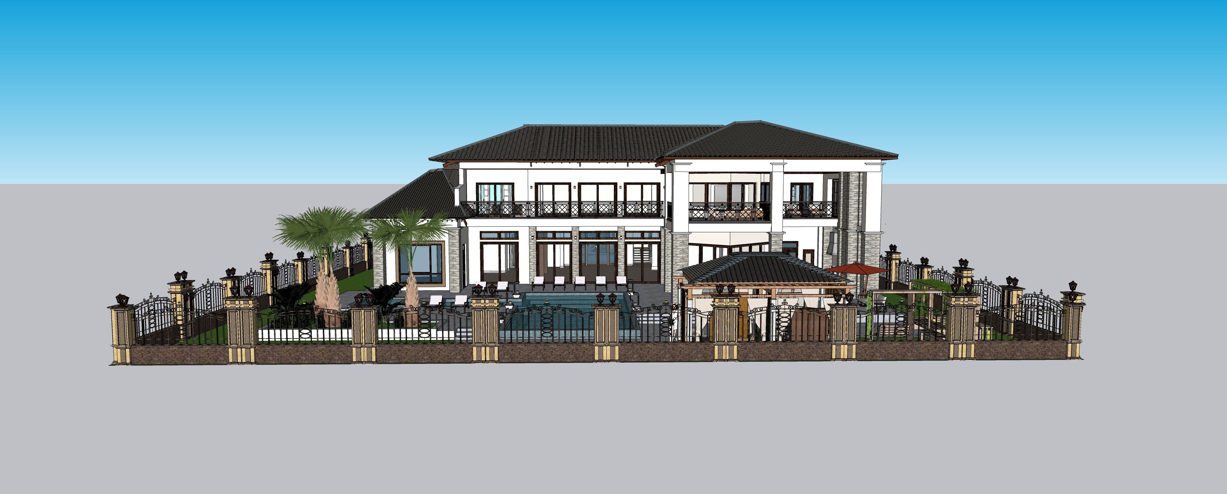 Two story double car garage 3D model_3