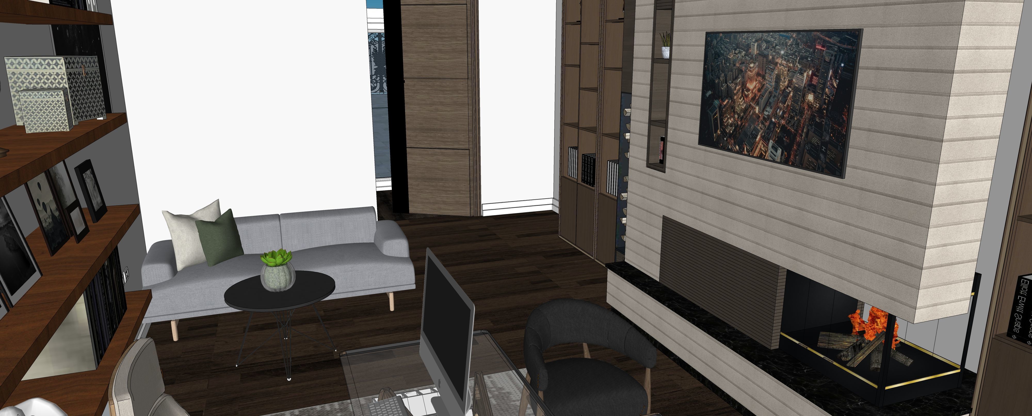 Two story double car garage 3D model_29