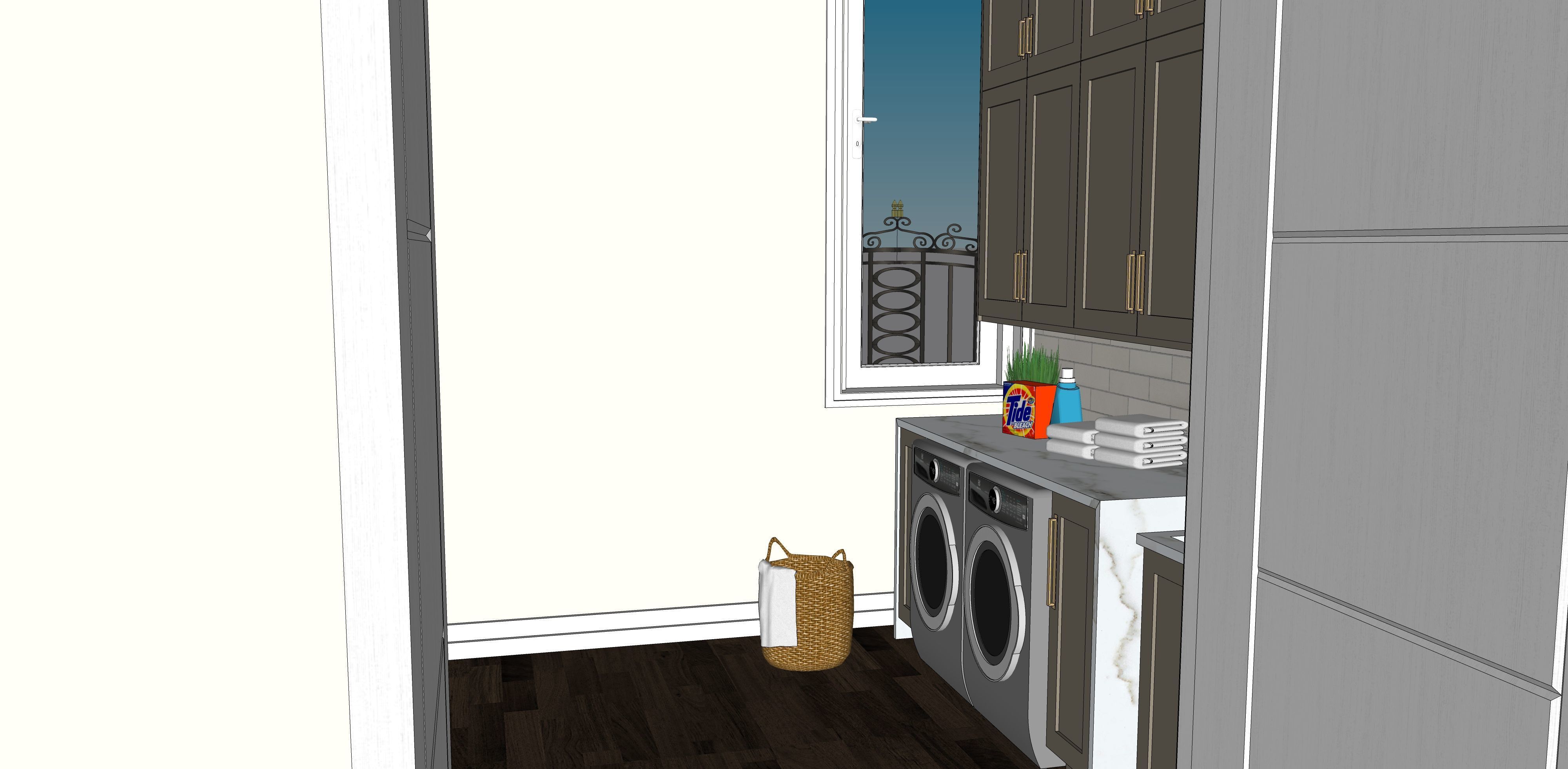 Two story double car garage 3D model_43